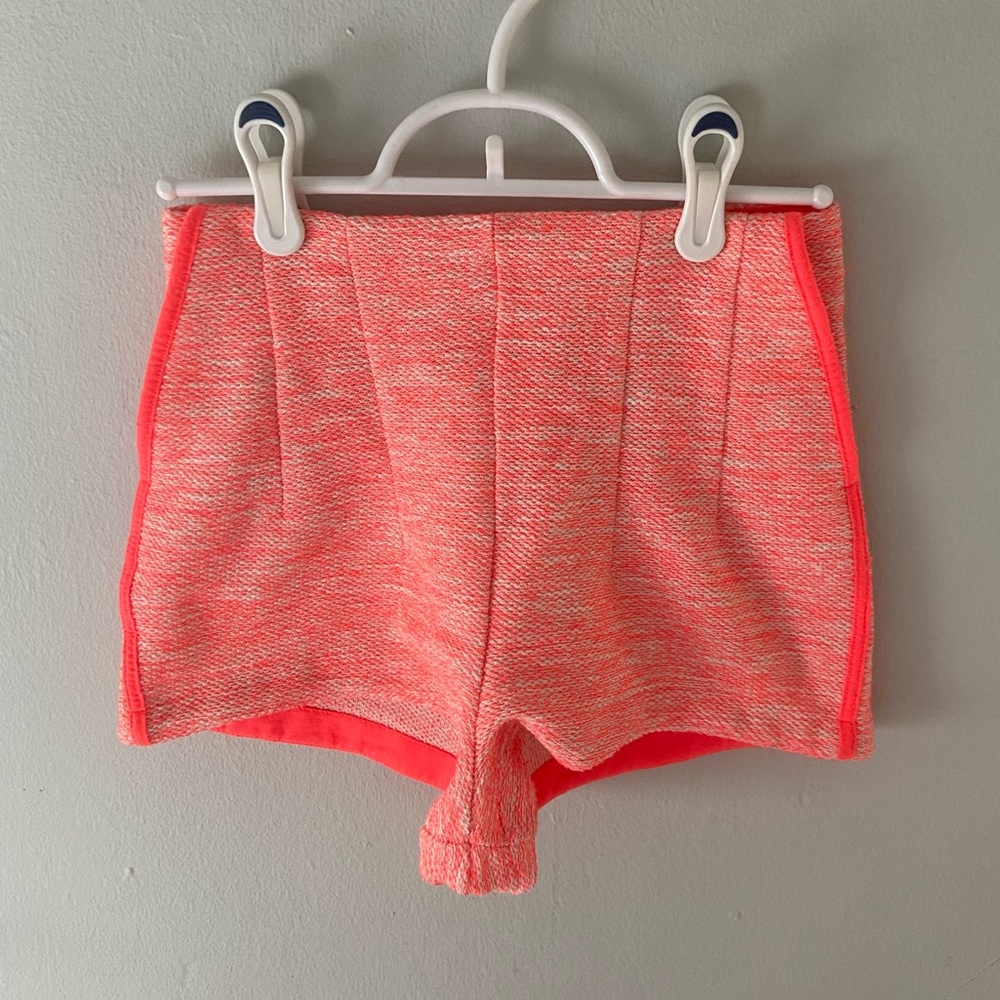 H&M knit hot pants xs - neon pink and white with pockets